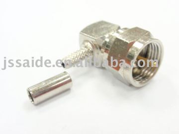 F male right angle crimp connector for RG174 cable