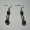 Hematite Earring with silver color finding