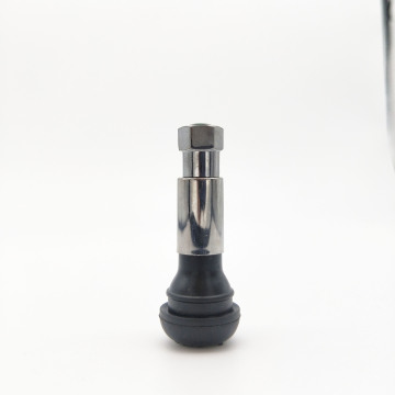 TR413C Chrome Sleeve Rubber Snap-In Pull-Through Tire Valve Stems for Car & Truck