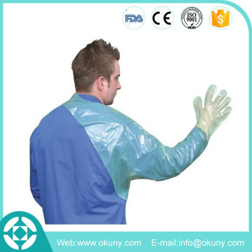 Softtextile plastic glove,long veterinary glove