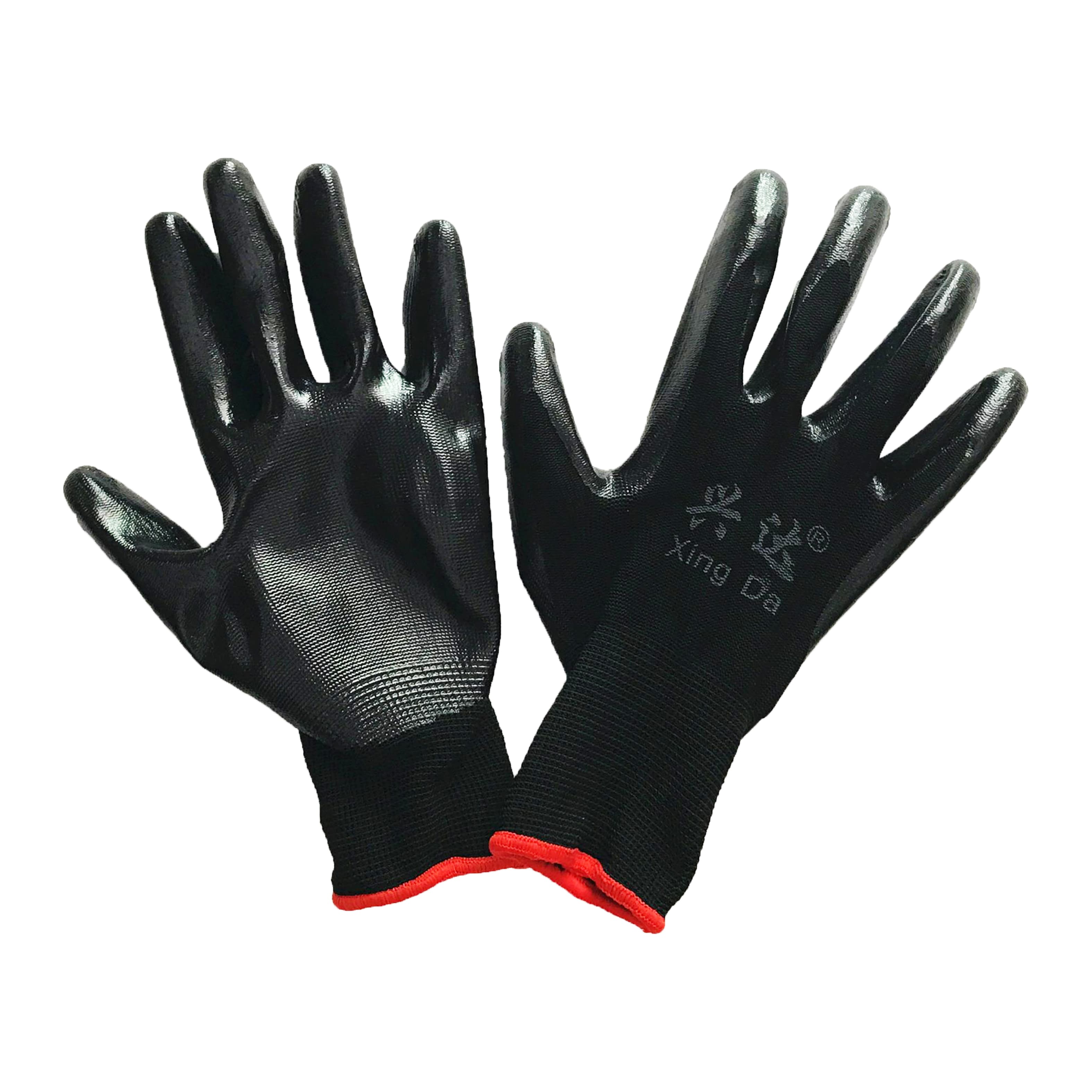 Blue and white nitrile gloves