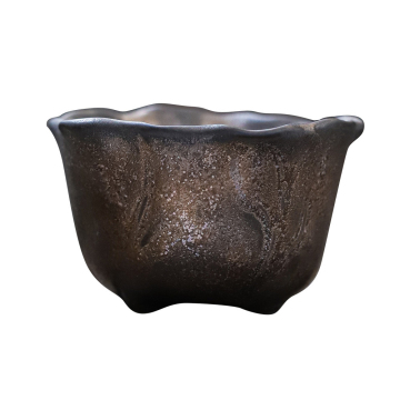 Hurtowy vintage japoński kubek espresso Lotus i spodek - Rust Glaze Ręcznie robiona ceramika