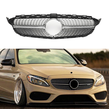 ホットセールC63ダイヤモンドスタイルABSフロントバンパーグリルメルセデスベンツCクラスW205（2015-2018）