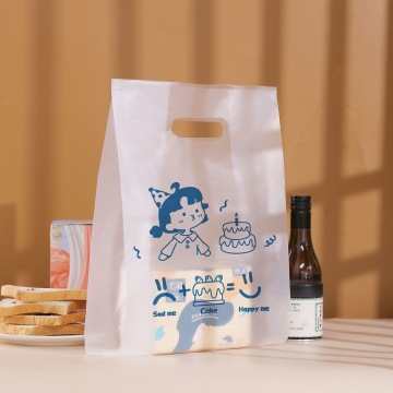 Sac d'emballage de gâteau tenu dans la main en plastique de fille de bande dessinée mignonne