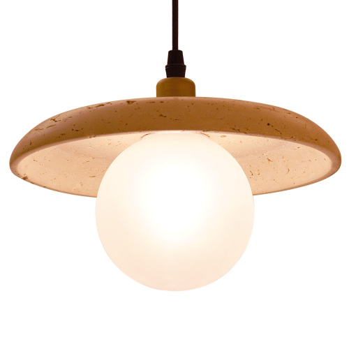 Candeeiro suspenso de cabeceira em pedra travertino Wabi-Sabi