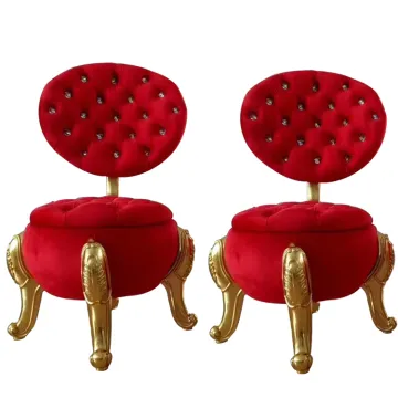 Wholesale Elegance Living Room Side Red Velvet Ottoman Stool Chair