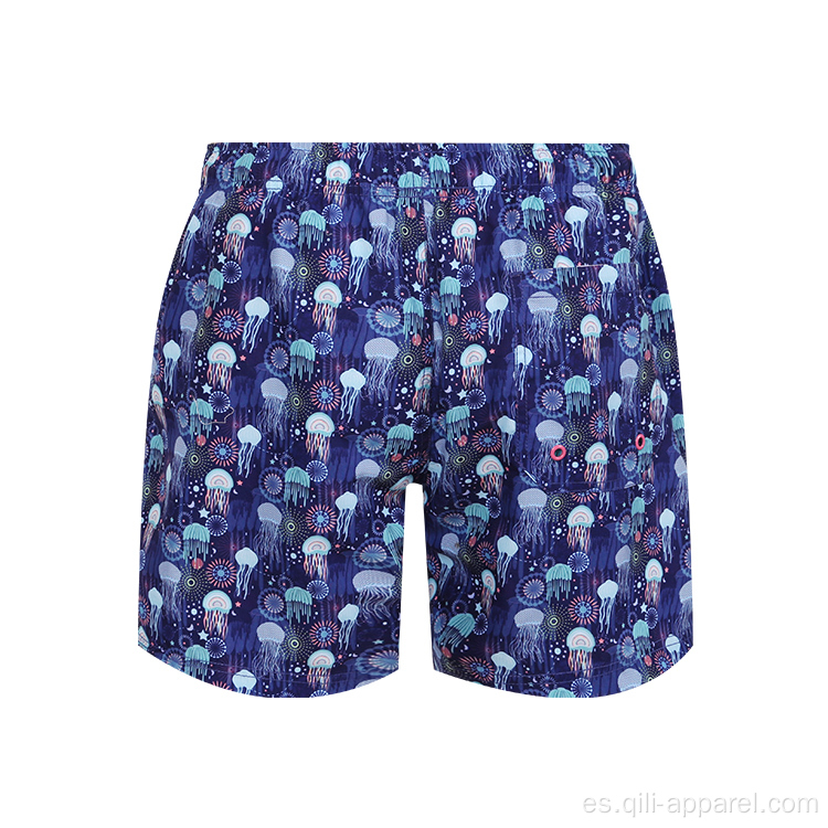 Pantalones cortos de playa con estampado de surf con cordón Trunks Traje de baño para hombre