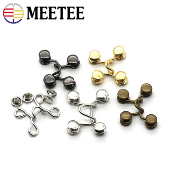 Meetee 30sets 27X28/32X28mm Metal Garment Hooks Jeans Waist Adjusting Buckle Removable Rivet Button DIY Invisible Adjust Button