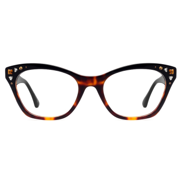 Women Fashion Diamond Acetate Optical Frame Glasses