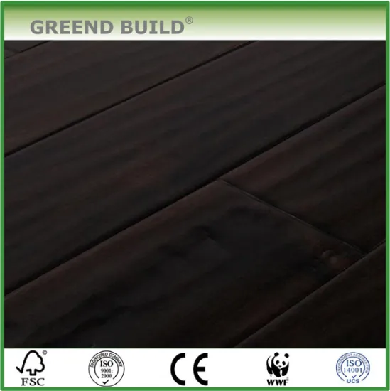 Black hand scraped acacia wood flooring