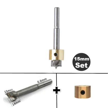 Tri-Point Woodworking Counterbore Drill w/ Drill bushing Round Shank Wood HCS Woodworking Drill Screw Hole Saw Step Drilling
