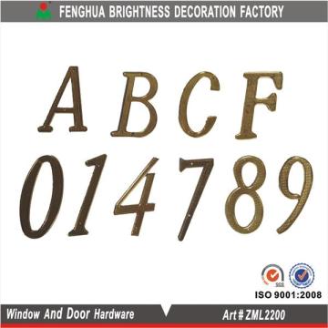 Brass plated apartment door numbers plates, house numbers
