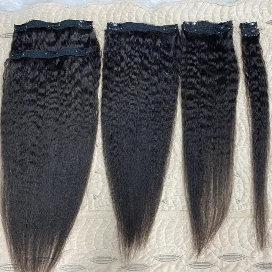 100% Raw Clip-In Hair Extensions Yaki Straight 13a Remy Indian Silky Straight Wave - All Colors >=50%