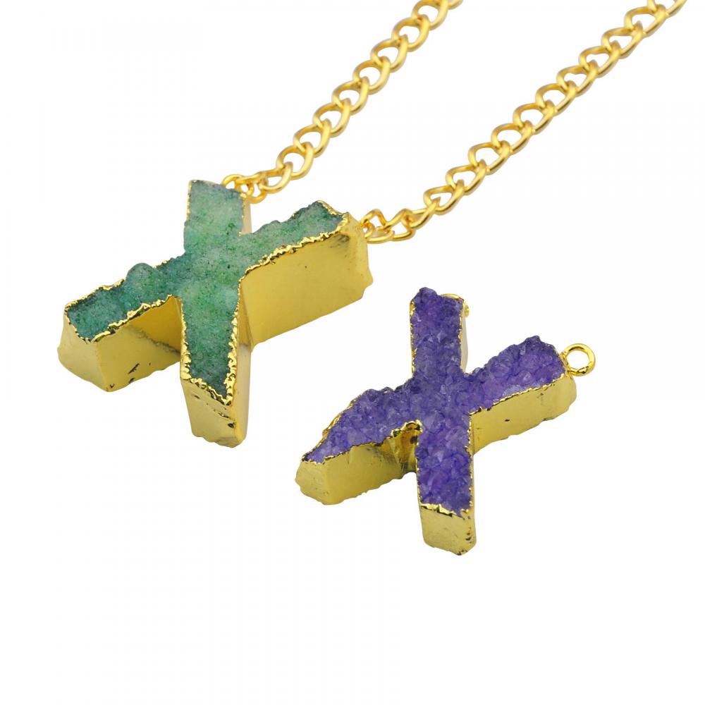 Collier avec pendentif lettre X alphabet en cristal coloré