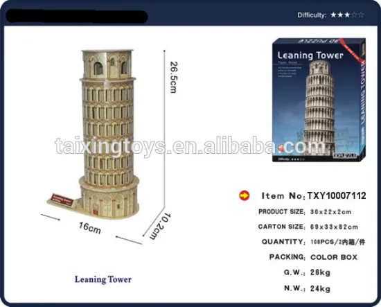Educational 3D Leaning Tower of Pisa Building Blocks Kids DIY Toys