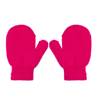 Toddler Kids Mittens Gloves Boys Girls Solid Color Winter Warm Knitted Gloves One Size Rose Red Blue White Gray