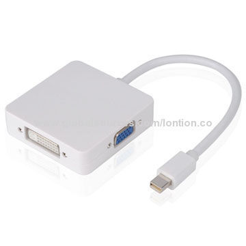 Mini DP to VGA + DVI + DisplayPort Adapter, Nickel or Gold-plated Connector