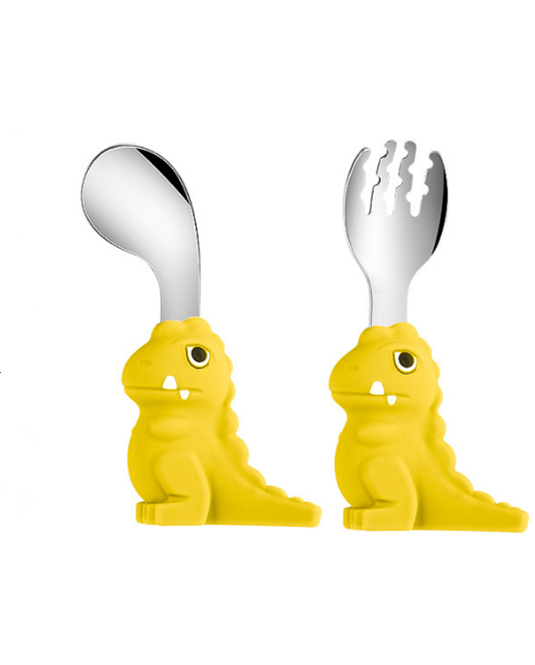 Dinosaur Shaped Silicone Baby Fork And Spoon