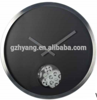 Mktime Modern 16 inch Quartz movement Gear Wall glass clocks Clock with stainless steel