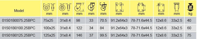 Parameters of 01S01B0075.25BPC