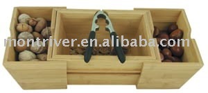 bamboo flexible nut bowl with nut cracker