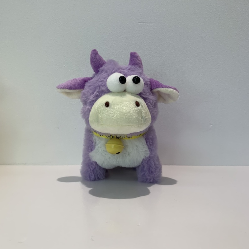 Bright Eye Color Bell Animated Cow Stuffed Toy