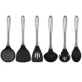 Utensílios de cozinha de silicone de punho de aço inoxidável