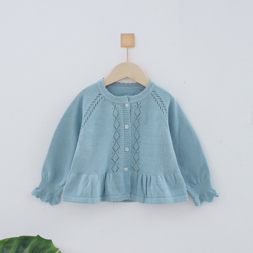 Babykleidung Gestrickte Strickjacke Himmel Blaue Oberseite