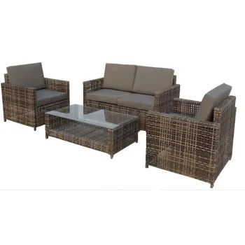Wholesale Gray Cushioned Wicker Rattan Patio Furniture Set