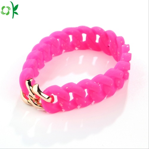 Aangepaste gepersonaliseerde geel / roze band Silicone Ring armband