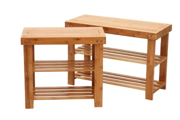 2-Tier Shoe Rack Entryway Shoe rack solid Bamboo Shoe Bench Shoe storage