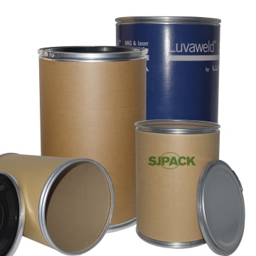 Large Brown Kraft Paper Drum with Steel Hoop - 73 Gallon Capacity