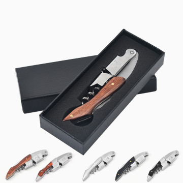 Wooden Stainless Steel Bottle Corkscrew Wine Opener with Gift Box
