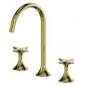 Gold Brass Basin Mixer Dual Handle Faucet