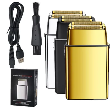 Professional 2D Double Blade Electric Foil Shaver for Men's Beard and Face Grooming