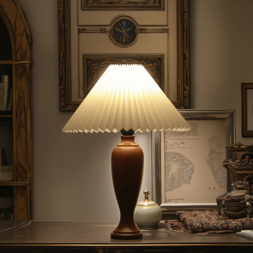 Factory Direct LED Table Lamp with Pleated Cone Shade