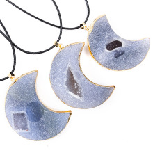 Diente de cristal de ágata natural piedra original corazón luna estrella de cinco puntas colgante collar irregular mineral colgante accesorios