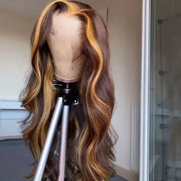 2021 New Styles 13*4 Lace Front Wig Honey Brown Blonde Highlight Cuticle Aligned Hair 100% Human Hair Virgin Lace Frontal Wigs