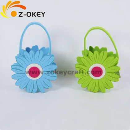Flower shape home decorations felt basket