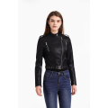 Ladies hot sale leather women jacket with belt