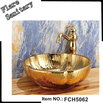 New commercial porcelain sink hand wash basin golden washroom sink