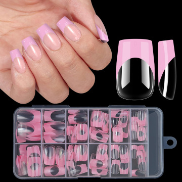 Gel a copertura completa da 120 pezzi all'ingrosso Gel a copertura completa artificiale Armatura Pressa per unghie su unghie Punta francese Bianca chiara False False TIPS