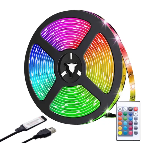Waterproof USB Remote Control RGB LED String Light with Self Adhesive Tape for Home TV Backlight