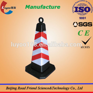 Square traffic cone with rubber base