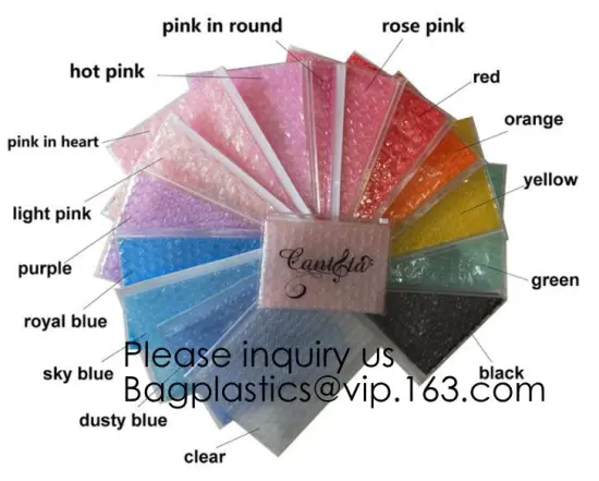 Reclosable Reusable Packing Bubblemetallic glossy holographic cosmetic packing k bubble pouch slider zipper bubble bags