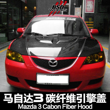 04-09 4Dr V3 Style Carbon Fiber Bonnet / Hood For Mazda 3