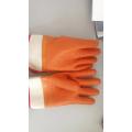 Brown PVC coated gloves acupuncture cotton linning