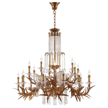 Luxury Modern Crystal LED Chandelier Antique Brass Pendant Lamp