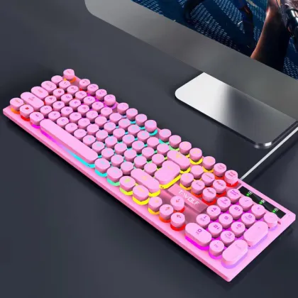 104 Keys USB Rainbow Backlight Game Keyboard with Mechanical Feel