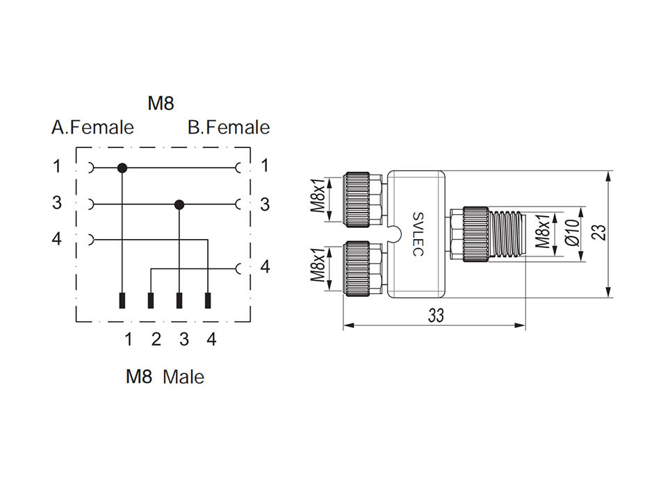 M8-2M8 Y-type connector